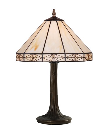 Portland Modern Tiffany Style Cream Stained Glass Table Lamp