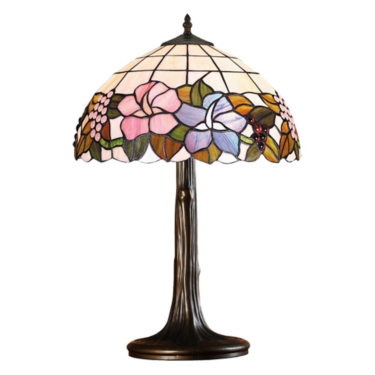 Lily Medium Tiffany Style Stained Glass Table Lamp with Antique Metal Base