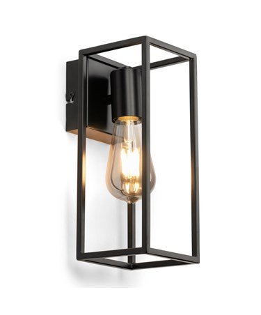 Hobart Modern Matt Black Cage Metal Vintage Wall Light