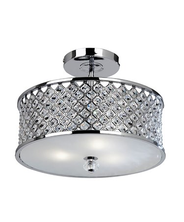 Endon Hudson Flush Ceiling Light - Chrome & Crystal Beads