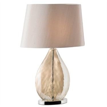 Endon Kew Gold Glass Table Lamp with Mink Faux Silk Shade