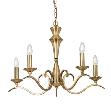 Endon Kora Chandelier Pendant - Antique Brass - 5 Light