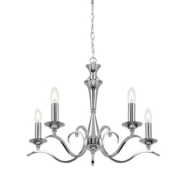 Endon Kora Chandelier Pendant - Chrome - 5 Light Endon Kora Chandelier Pendant - Chrome - 5 Light