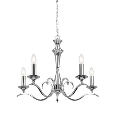 Endon Kora Chandelier Pendant - Chrome - 5 Light