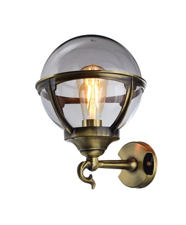 Elipta Globe Lantern - Solid Brass, Antique Lacquered Finish, Outdoor Wall Light