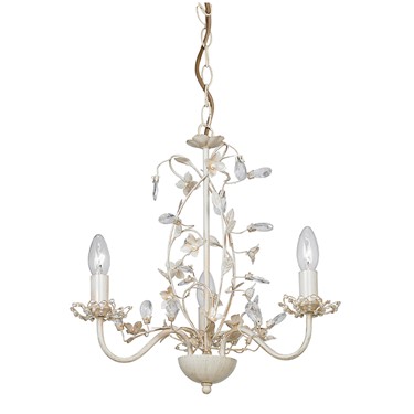 Endon Lullaby Flower Detail Ceiling Light - Cream & Gold - Cream Shade - 3 Light