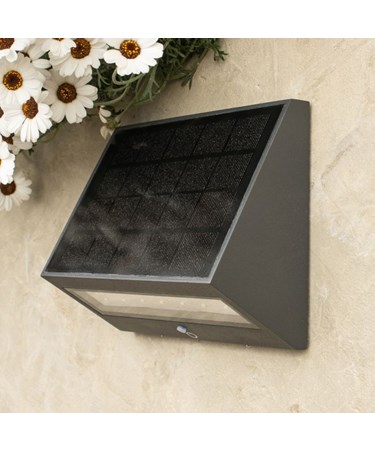 Patilo Solar Rechargeable Outdoor Wedge Wall Light - Black