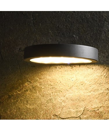 Patilo Solar Rechargeable Outdoor Disc Wall Light - Black