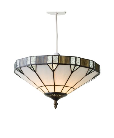 Cream Stained Glass Uplighter - Tiffany Style Pendant Light Shade