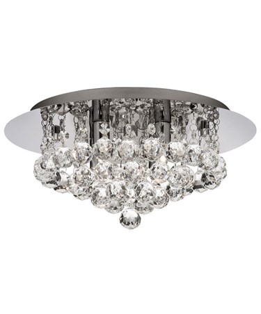 Senza Chrome & Crystal Ball Droplets Ceiling Light - 4-Light Flush Mount