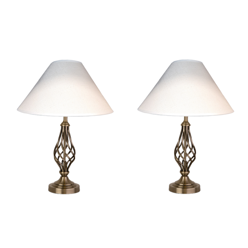 Kingswood Barley Twist Antique Brass Table Lamps (Pair) Kingswood Barley Twist Antique Brass Table Lamps (Pair)