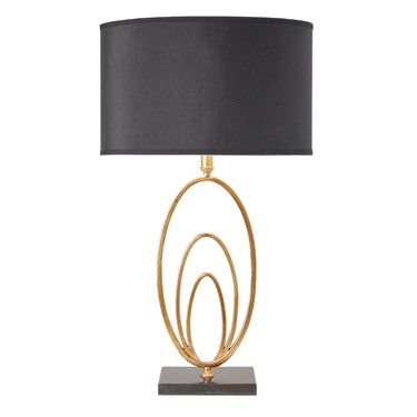 Endon Vilana Antique Gold Leaf Table Lamp - Black Shade