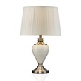 Hepburn Large Ceramic Table Lamp with Matching Pleated Shade - Cream & Brass