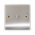 Round Edge Brushed Steel 1G TV Socket