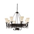 Searchlight Cartwheel Scavo 8 Light - Matt Black/Brown - Wrought Iron Effect