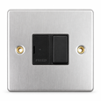 Round Edge Brushed Steel 13A Fused DP Switched Spur Unit - Black Insert