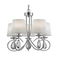 Searchlight Angelique 5 Light Pendant - Chrome - Glass Drops - Ruffled Shades