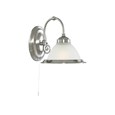 Searchlight American Diner Pull Cord Wall Light - Satin Silver - Opaque Glass