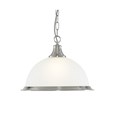 Searchlight American Diner Pendant Light - Satin Silver - Opaque Glass