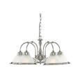 Searchlight American Diner 5 Light Peandant - Satin Silver - Opaque Glass