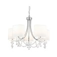 Searchlight Nina Ceiling 5 Light - Chrome - Clear Beads - White Shade