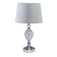 Hannah Luxury Elegant Chrome & Crystal Table Lamp with Grey Linen Shade