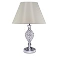 Hannah Luxury Elegant Chrome & Crystal Table Lamp with Grey Empire Shade