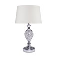 Hannah Luxury Elegant Chrome & Crystal Table Lamp with Ivory Linen Shade