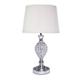 Hannah Luxury Elegant Chrome & Crystal Table Lamp with Ivory Pleated Shade