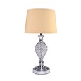 Hannah Luxury Elegant Chrome & Crystal Table Lamp with Natural Linen Shade