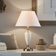 Large Malham Cream Ceramic and Antique Brass Traditional / Classic Table Lamp