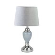 Malham Grey Ceramic & Chrome Modern Table Lamp With Hessian Drum Shade