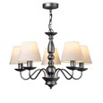 Craven Ceiling 5 Light Chandelier Pendant - Pewter Painted Finish - Linen Shades