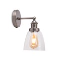 Echo Industrial Style Modern Switched Wall Light & Clear Glass - Pewter