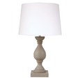 Fengate Stone Effect Grey Table Lamp with Ivory Linen Shade