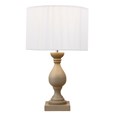 Fengate Stone Effect Grey Table Lamp with Ivory Silk String Shade