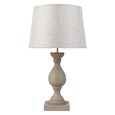 Fengate Stone Effect Grey Table Lamp with Grey Hessian Shade
