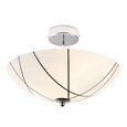 Crosbie Semi-Flush Glass Ceiling Uplighter - 2 Light - White/Black/Chrome