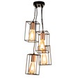 Riva Cluster Ceiling Pendant Light - Black & Copper Cascading 4-Light Design