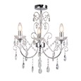Elise Crystal Chrome Silver Chandelier 3 Light - Crystal Glass Button Droplets