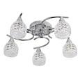 Hendon Semi Flush Silver Chrome 5 Light Ceiling Light with Crystal Glass Shades
