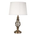 Queenswood Antique Brass Table Lamp with Ivory Pleated Shade