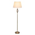 Queenswood Antique Brass Floor Lamp with Natural Linen Shade