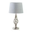 Queenswood Classic Barley Twist Table Lamp with Grey Linen Shade - Silver Chrome