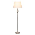 Queenswood Traditional Barley Twist Silver Floor Lamp with Ivory Linen Shade