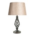 Queenswood Traditional Barley Twist Table Lamp with Charcoal Gold Shade - Pewter