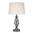 Queenswood Classic Barley Twist Table Lamp with Ivory Linen Shade - Pewter Grey