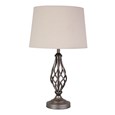 Queenswood Classic Barley Twist Table Lamp with Beige Linen Shade - Pewter Grey