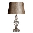 Queenswood SilverTable Lamp with Dark Charcoal Linen Shade