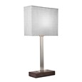 Medici Modern Rectangular Silver & Dark Wood Table Lamp - Grey Hessian Shade